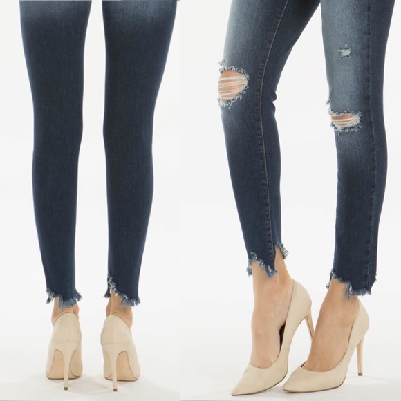 NEW! Distressed Denim Dark Wash Skinny Jeans - Picture 2 of 6